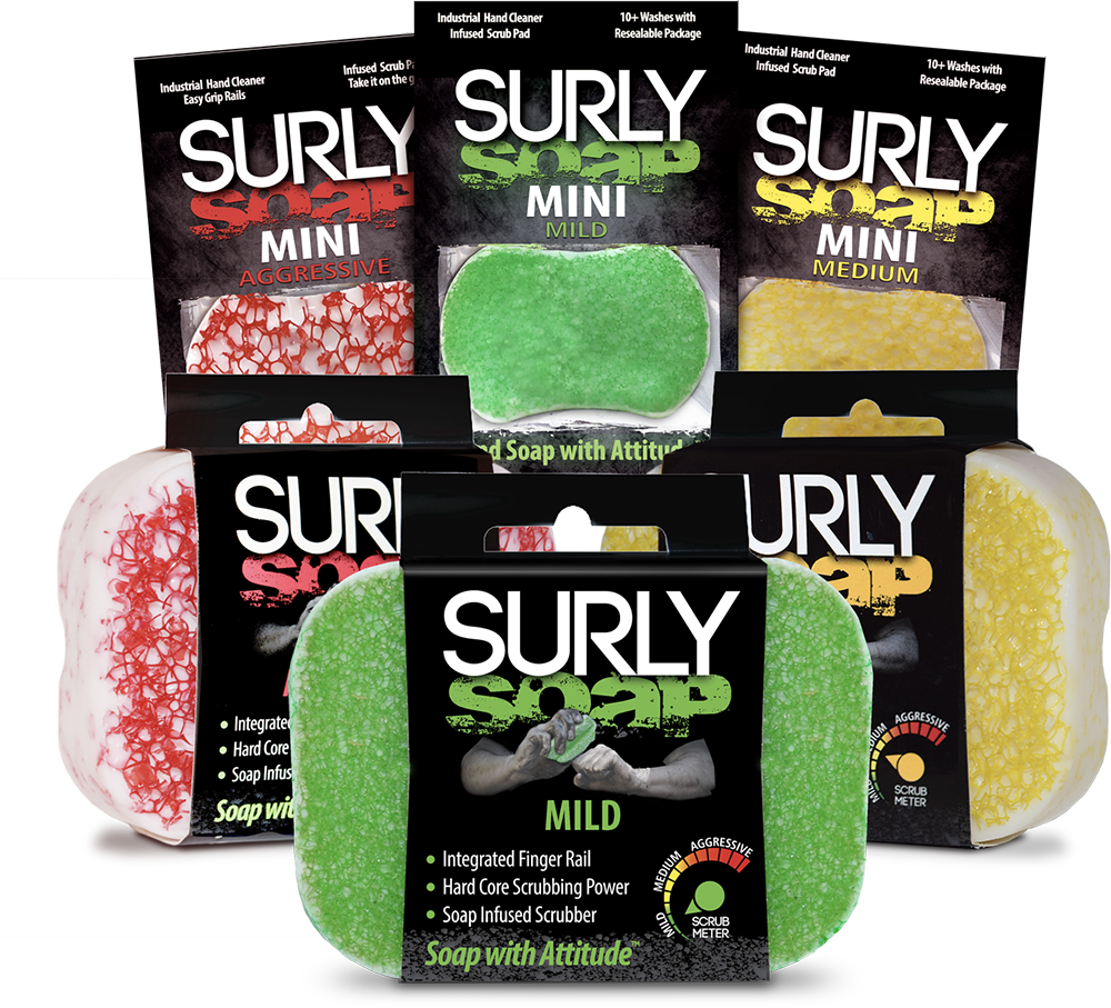 surly soap family the soap with attitude featuring a built in scrub pad in every bar of soap